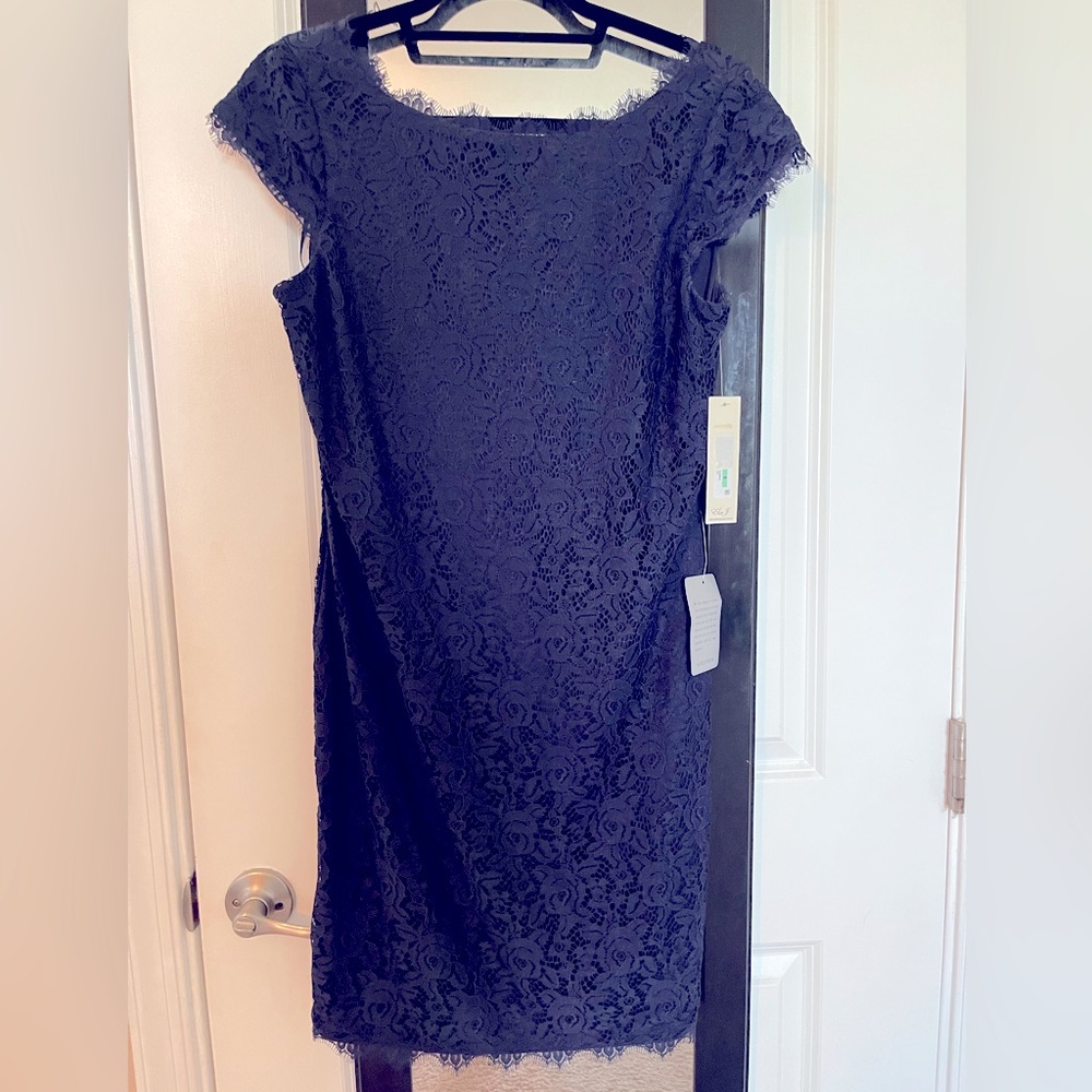 Eliza J Dark Blue Lace Cocktail Dress